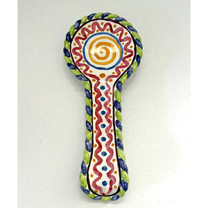 MacKenzie-Childs PICCADILLY Ceramic Kitchen Spoon Rest Holder - Retired Pattern